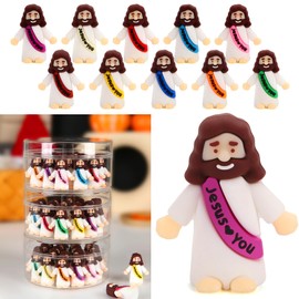 100 Pcs Little Jesus Figures, Multicolor Mini Jesus Figurines in Bulk, Tiny Jesus Figures to Hide and Seek, Religious Gifts for Easter Egg Stuffers Stocking Stuffer