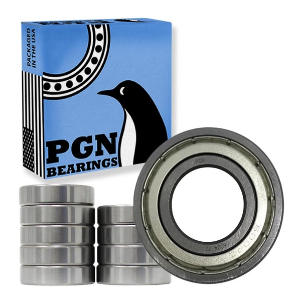 PGN (10 Pack) 6004-ZZ Bearing - Lubricated Chrome Steel Sealed