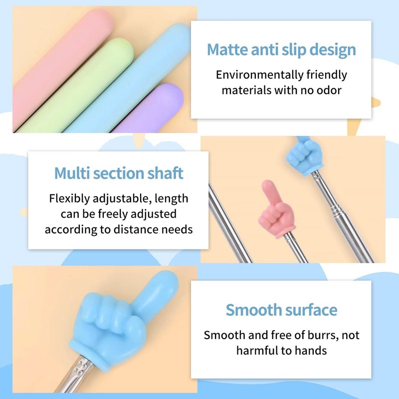 4 Pieces Finger Pointers, Retractable Mini Pointers, Finger Reading Points