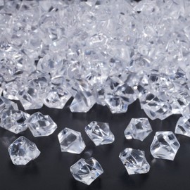 Relaxdays Decorative Diamonds, Set of 900, Table Decoration, Wedding, Ice Cubes, Scatter Decoration, Plastic, 1 x 1.5 x 1 cm, Transparent