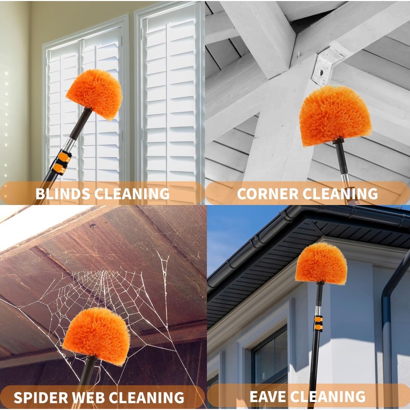 4 Pack Screw on Webster Cobweb Duster Head for Pole,Spider