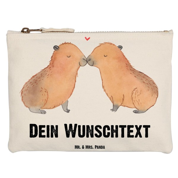 Mr. & Mrs. Panda Capybara Love Make-Up Bag, White Personalised,