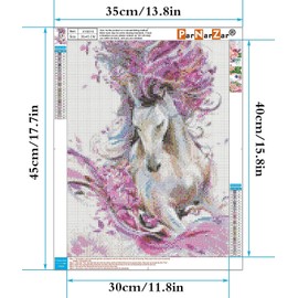 ParNarZar Diamond Painting Pink Horse 35 x 45 cm Square Stones Small Simple Square Full Picture DIY Mosaic Kits for Children from 6+ Beginners Bedroom