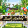 ANOMM Happy 18th Birthday Banner, 18th Black Gold Fabric Happy