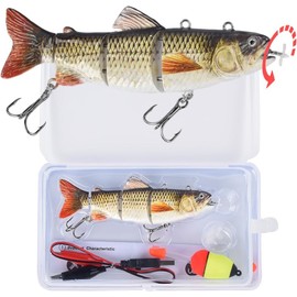 Robotic Swimming Fishing Electric Lures 5.12" USB Rechargeable LED Light Wobbler Multi Jointed Swimbaits Hard Lures Fishing Tackle