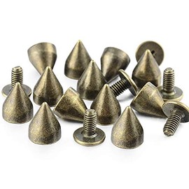 100 Sets 9MM Bronze Spikes and Studs Metal Bullet Cone Spikes Screw Back Leather Craft Rapid Rivet Screws Punk Studs and Spikes for Clothing Shoes Leather Belts Bag Accessories 11/32 Inch