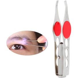 SagaSave Pinzas para cejas con luz LED de acero inoxidable, herramienta de maquillaje para depilación de cejas para hombres y mujeres