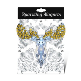 Puzzled Ma Moose Refrigerator Sparkling Magnets with Crystals, 5, Yellow, silver