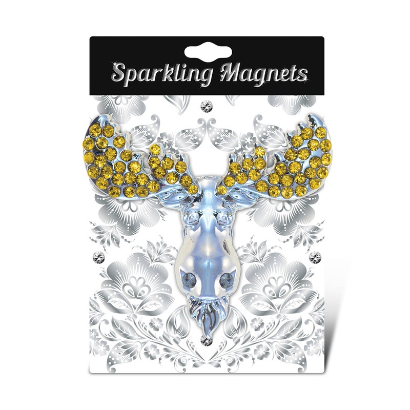 Puzzled Ma Moose Refrigerator Sparkling Magnets with Crystals, 5, Yellow,