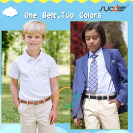 SUOSDEY Boys Reversible Belt, Kids Teens Leather Belt for School Uniforms Jeans Pants,Black/Brown