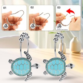 Elerslodia Blue Sea Turtle Decorative Shower Curtain Hooks and Rings Set,12 Pieces,Roller Ball, Stainless Steel,Cute Ocean Animal Decor, Beach Shower Hooks,Rustproof,for Home Living & Bathroom Decor