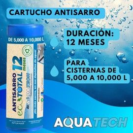Sistema Antisarro para Depósitos de Agua Industriales de 5,000 a 10,000 L. 12 Meses. Filtro de Agua para Tinaco Previene formación de Sarro, Descalcificador de agua para Cisternas y Depósitos -
