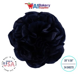 Tissue Paper Squares, Bulk 24 Sheets, Premium Gift Wrap and Art Supplies for Birthdays, Holidays, or Presents by A1BakerySupplies, Small 20 Inch x 30 Inch (Black)