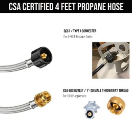 6ft Propane Hose Adapter 1lb to 20lb, 20lb to 1lb Converter, for 5 lb to 40 lb Propane Tanks Adapter Hose 20 lb to 1 lb fit for Weber Q Grill/Traveler/ Coleman Stove/Blackstone Griddle/Buddy Heater