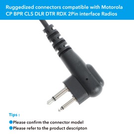 CP200D Radio Earpiece with Mic for Motorola CP100D CP200 CP185 BPR40 BPR40D CLS1410 CLS1110 DTR700 RDU4100 RDU4160D RMU2040 RMU2080D R2 Acoustic Tube Surveillance Walkie Talkie Headset (with ear mold)