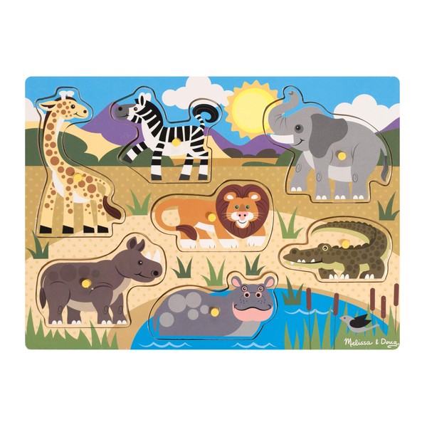 Melissa & Doug Wooden Toys - Safari Peg Boards for Children, Learning Toys for 2 Year Old Girls & Boys Toddler Puzzles Gifts, Kids Wooden Puzzles for 2 Year Olds, Jigsaws for Children Age 2 3 4