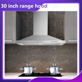 Tieasy 30 Inch 500CFM Stainless Steel Wall-Mounted Kitchen Range Hood 3 Speed Button