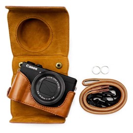 kinokoo Canon G7X Mark III Case, Camera Case for Canon PowerShot G7X Mark III, PU Leather Protective Case for Canon G7XIII G7XII/G7X3 G7X2 with Shoulder Strap (Brown)