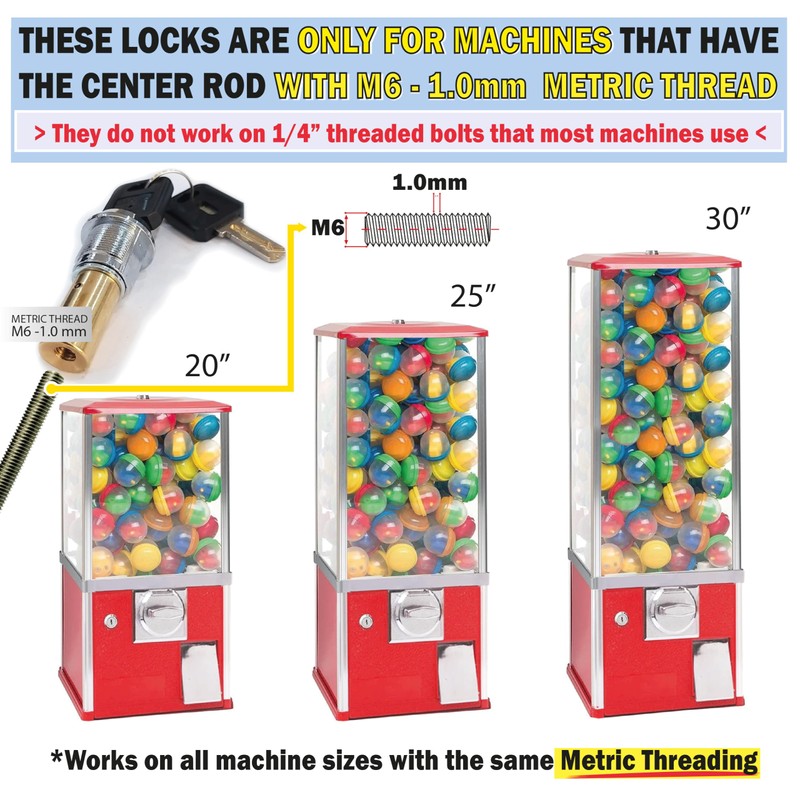 Gumball Machine Lock and Key - Top Lid Lock &