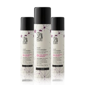 STYLE EDIT Black Root Concealer Touch Up Spray (Multiple Colors Available) - Instantly Covers Greys And Roots - Professional Salon Quality Grays Cover Up Hair Products for Women Black 2 Ounce (Pack of 3)