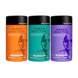 Green Doctor - Desodorante Natural Mix Bergamota, Lavanda y Naranja - Sin Aluminio Ni Parabenos - Aceites Esenciales Orgánicos - Kit 3 Piezas