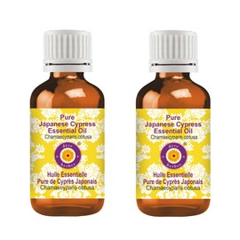 Deve Herbes Pure Japanese Cypress Essential Oil (Chamaecyparis obtusa) Steam Distilled (Pack of Two) 10ml X 2 (0.66 oz)