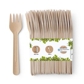 BIOZOYG Paper Fork, 16.5 cm, Brown, Catering Accessories, Party Forks Made of Paper, Dimensionally Stable, Environmentally Friendly and Plastic-Free, Snack Fork, Biodegradable, Party Forks, Pack of