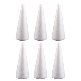 Holibanna Foam Cones 30cm White Styrofoam Cone Crafts Foam Cone Christmas Tree Polystyrene Foam for Christmas Table Centerpiece Wedding Decoration (6pcs, 24.5cm)
