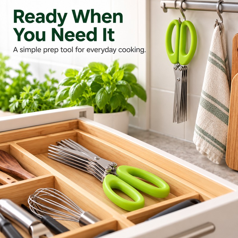 5-Layer Kitchen Scissors for Herb Prep – Multi-Blade Cutter for