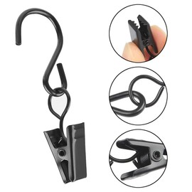 Yongilan S-Hook Stainless Steel Curtain Clips, Pack of 50 Hanging Curtain Hooks, Garden Patio Decor, Artwork Display, 2.4 Inch Long Black