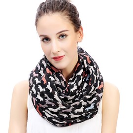 Lina & Lily Dachshund Doxie Dog Print Women's Infinity Scarf Lightweight (Multi)