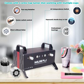 4 Arm Cup Turner for Crafts Tumbler,Multi Tumbler Spinner Machine Kit,Tumbler Turner DIY Glitter Epoxy Resin Tumblers (4X-Black)