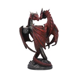 Nemesis Anne Stokes Dragon Heart Valentine - Special Edition Candle Holder in Red 23 cm