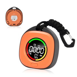 Portable Carbon Monoxide Detector for Travel, 3-in-1 CO Detector Alarm Temp/Humidity Sensor,Battery Operated CO Detector Carbon Monoxide Detectors Portable Travel Size Carbon-Monoxide Detector(Orange)