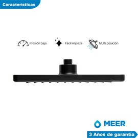 CNX Meer Faucets - Regadera Cuadrada Multiposición, Anti-Sarro y Funciona con Presión Baja, ABS (Negro Mate)