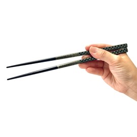 [Dishwasher Safe Chopsticks Wagokoro] Natural Wood, Made in Japan, High-grade, Japanese Pattern, Modern Wooden Chopsticks for Home Use, Antiskid (Gold Checkered, Men's, 9.1 inches (23 cm)