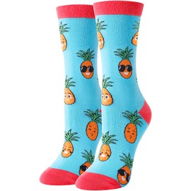 HAPPYPOP Funny Pineapple Gifts Hawaiian Gifts - IVF Gifts Women Fertility Gifts, Novelty Pineapple Socks Fruit Socks Blue