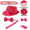 10 Pcs Unisex Sequin Fedora Hat Sequin Bow Ties Set
