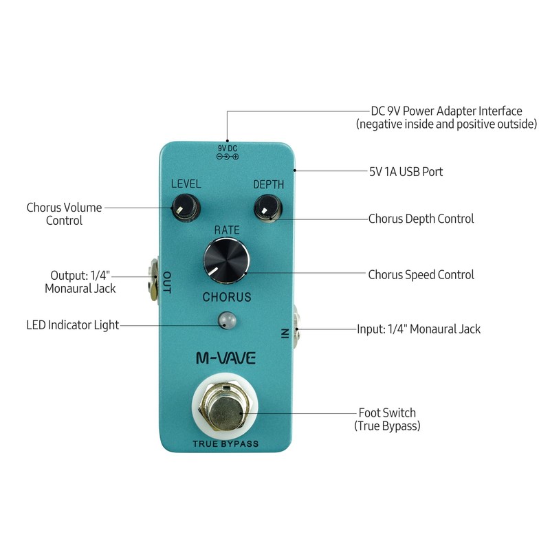 Mingzhe Chorus Guitar Analog Classic Chorus Effect Pedal True Bypass