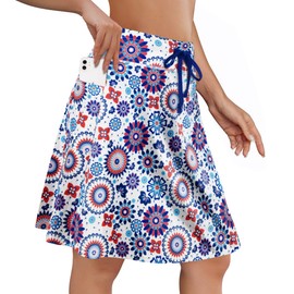 Fulbelle Women's Athletic Skorts Skirts, Golf Skorts Skirts with Pocket Knee Length Tennis Pickleball Skirts Color Patterns 2XL