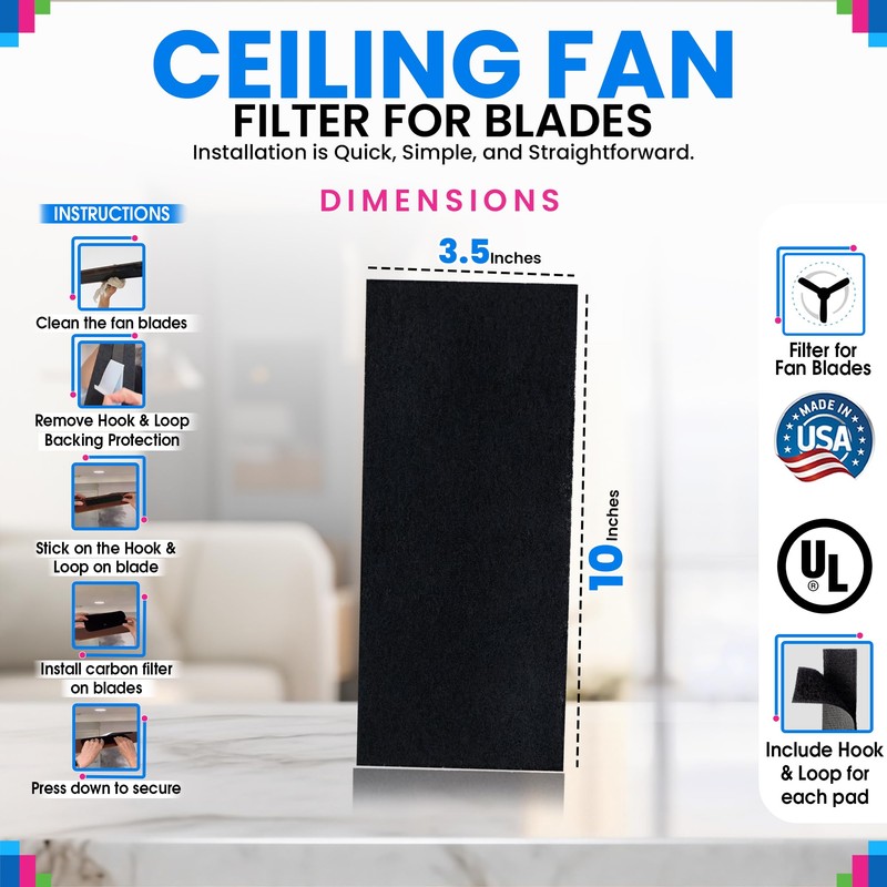 Ceiling Fan Filters for Blades - Coconut Shell Activated Carbon