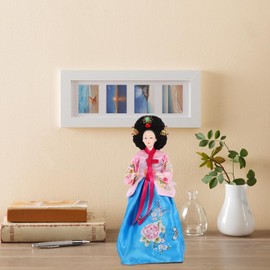 Zerodeko Korean Doll Ornaments Hanbok Doll Statue Hanbok Dress Dolls Traditional Hanboks Sculpture Oriental Figurine Desktop Hanbok Doll Asian Statue Woman Silk Kimono South Korea