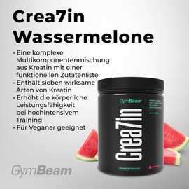 GymBeam GymBeam Crea7in - Mischung aus Kreatin, mikronisiertem Kreatinmonohydrat und gepuffertem Kreatinmonohydrat, Komplex zur Leistungssteigerung, mit Sibirischem Ginsengm (600 g, Watermelon)