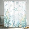 KOMLLEX Teal Gold Beach Ocean Coastal Shower Curtain for Bathroom