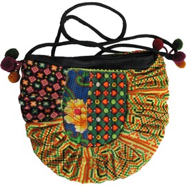 Ethnic Vintage Embroidered Patchwork Sling Shoulder Crossbody Bag CRESCENT No3