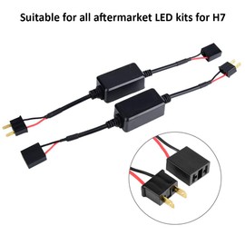 Qiilu 2pcs Car H7 LED Headlight Canbus Decoder Anti Flicker Wiring Harness Radio Audio Anti-Interference Error Canceler Filter for H7