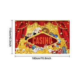 Mocsicka Casino Backdrop Banner Casino Night Party Decorations Banner Casino Theme Photographt Background Photo Booth Props (Gold, 70.8x43.3 inch)