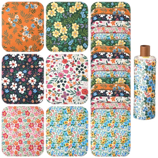 Redbaker 60 Pcs Flower Reusable Paper Towels Rolls Washable Paperless