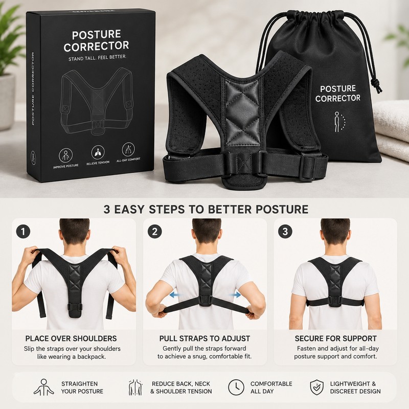 Posture Corrector Back Brace for Daily Support – Adjustable Shoulder