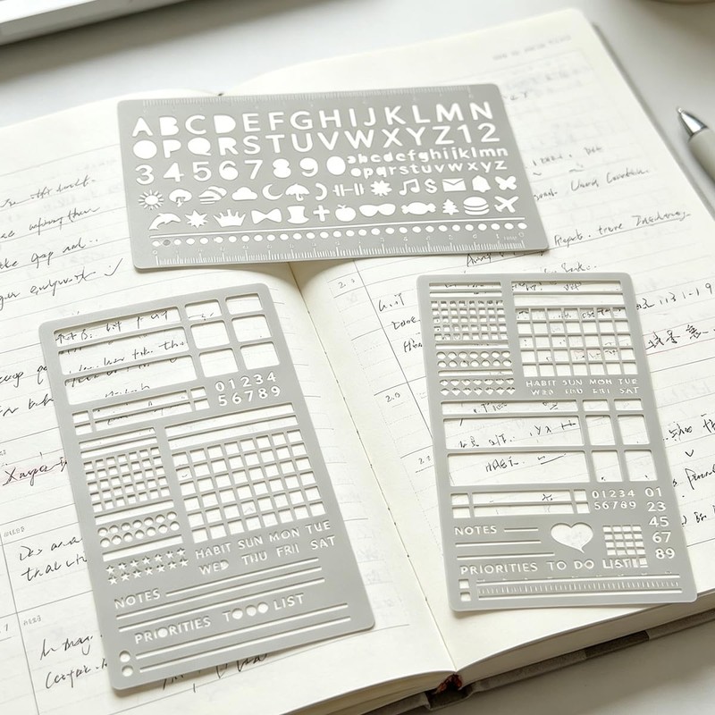 3 Pack Metal Journaling Stainless Steel Templates for Bullet Journal,